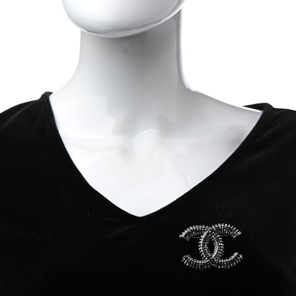Chanel Resin Crystal CC Brooch Silver Black 2 of 6