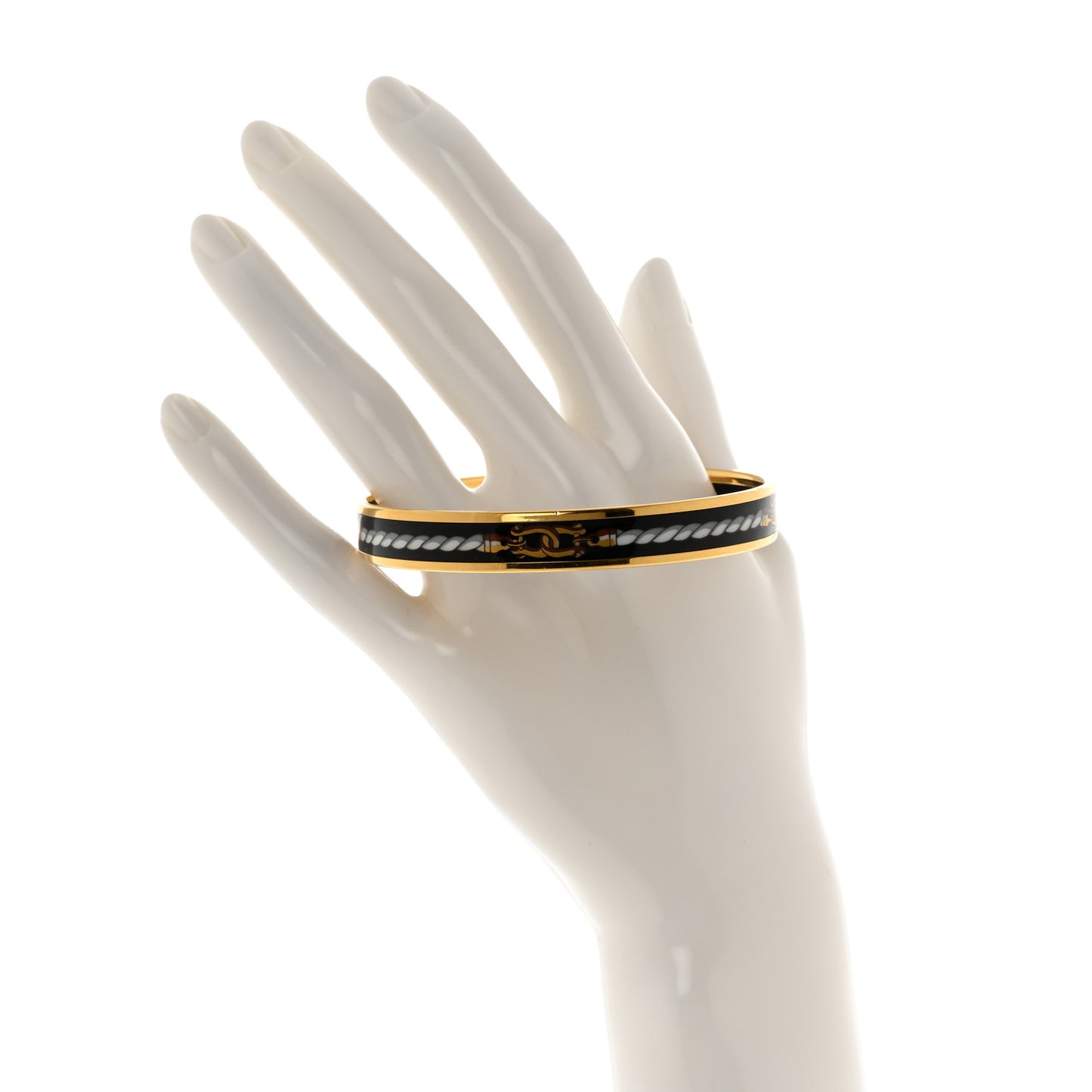 Enamel Printed Rope Chain Link Narrow Bracelet 65 Black