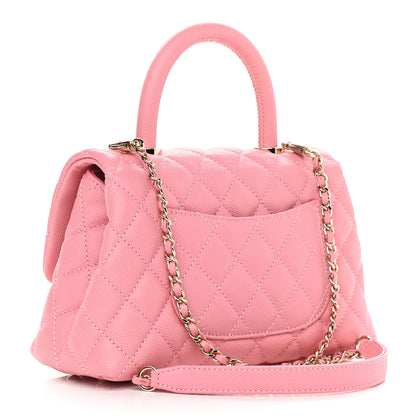 Chanel Caviar Quilted Mini Coco Handle Flap Pink 3 of 9