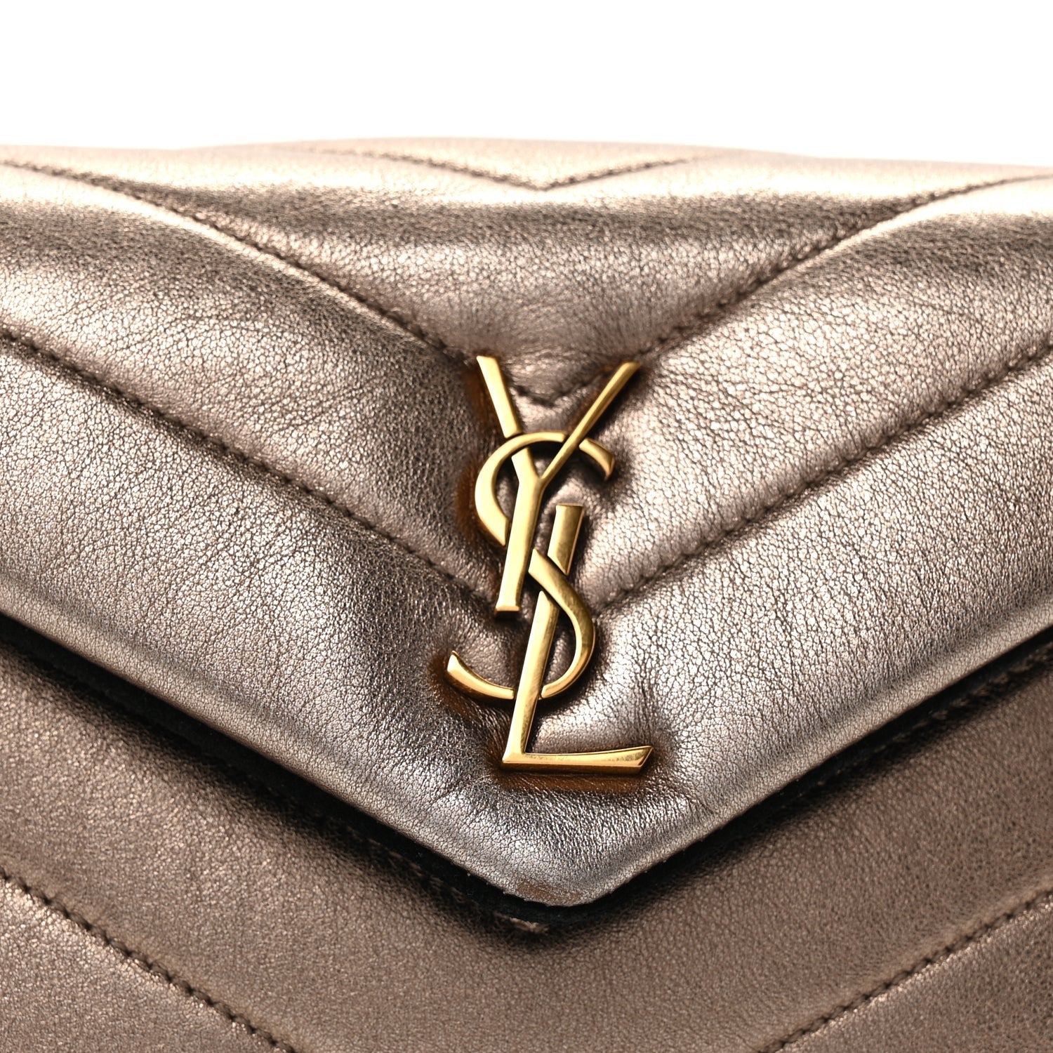 Saint Laurent Metallic Calfskin Y Quilted Monogram Toy Loulou Crossbody Bag Piombo 6 of 8