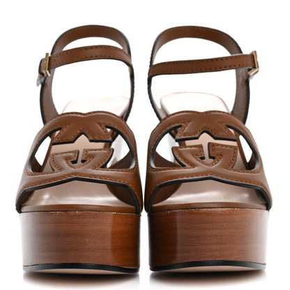 Gucci Cosmos Softy Calfskin Wooden InterLocking G Cut-Out 30/120mm Platform Sandals 35.5 Cuir 3 of 7