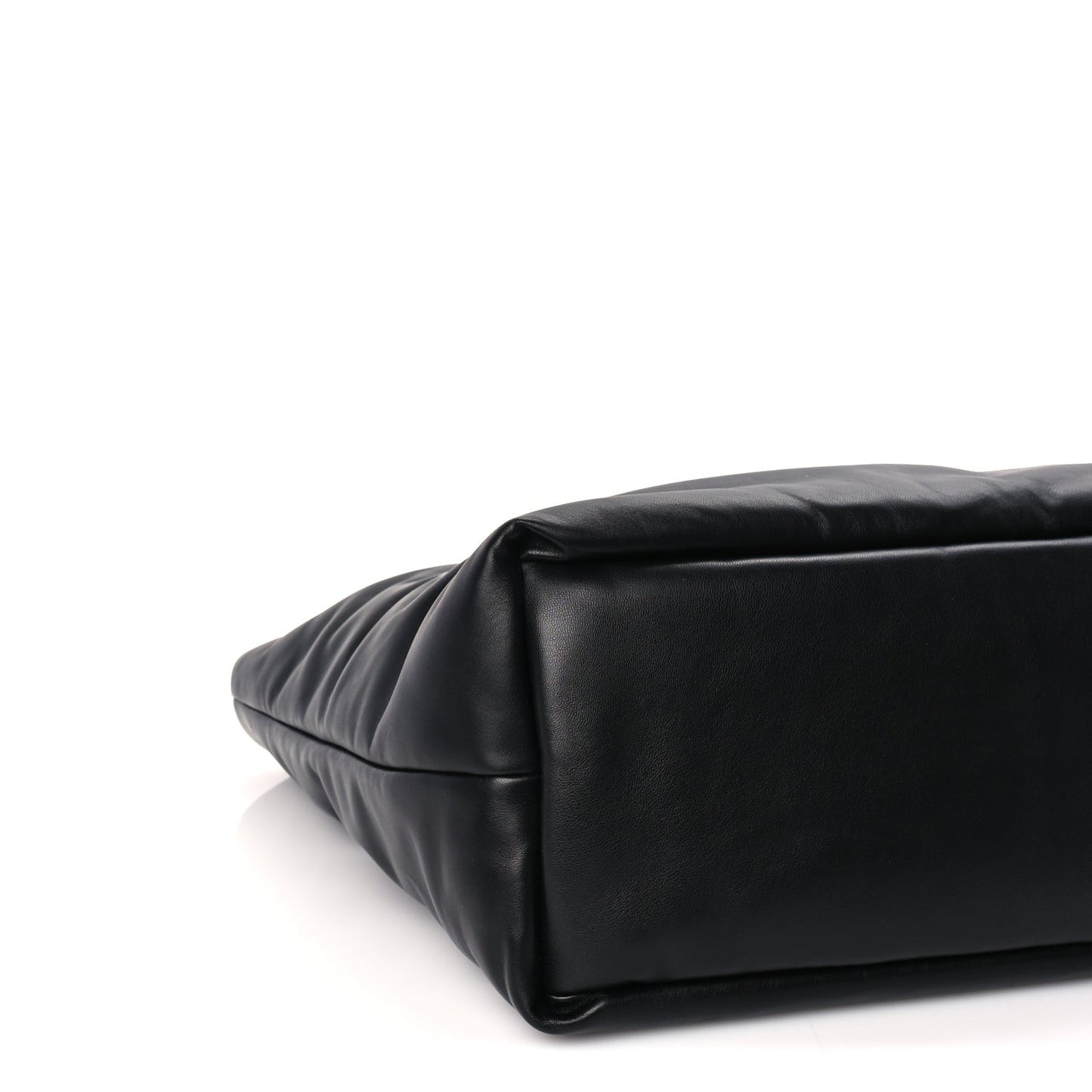 Lambskin Wide Puffer Tote  Black