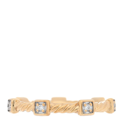 David Yurman 18K Yellow Gold Diamond Cable Collectibles Stack Ring 49 4.75 1 of 5