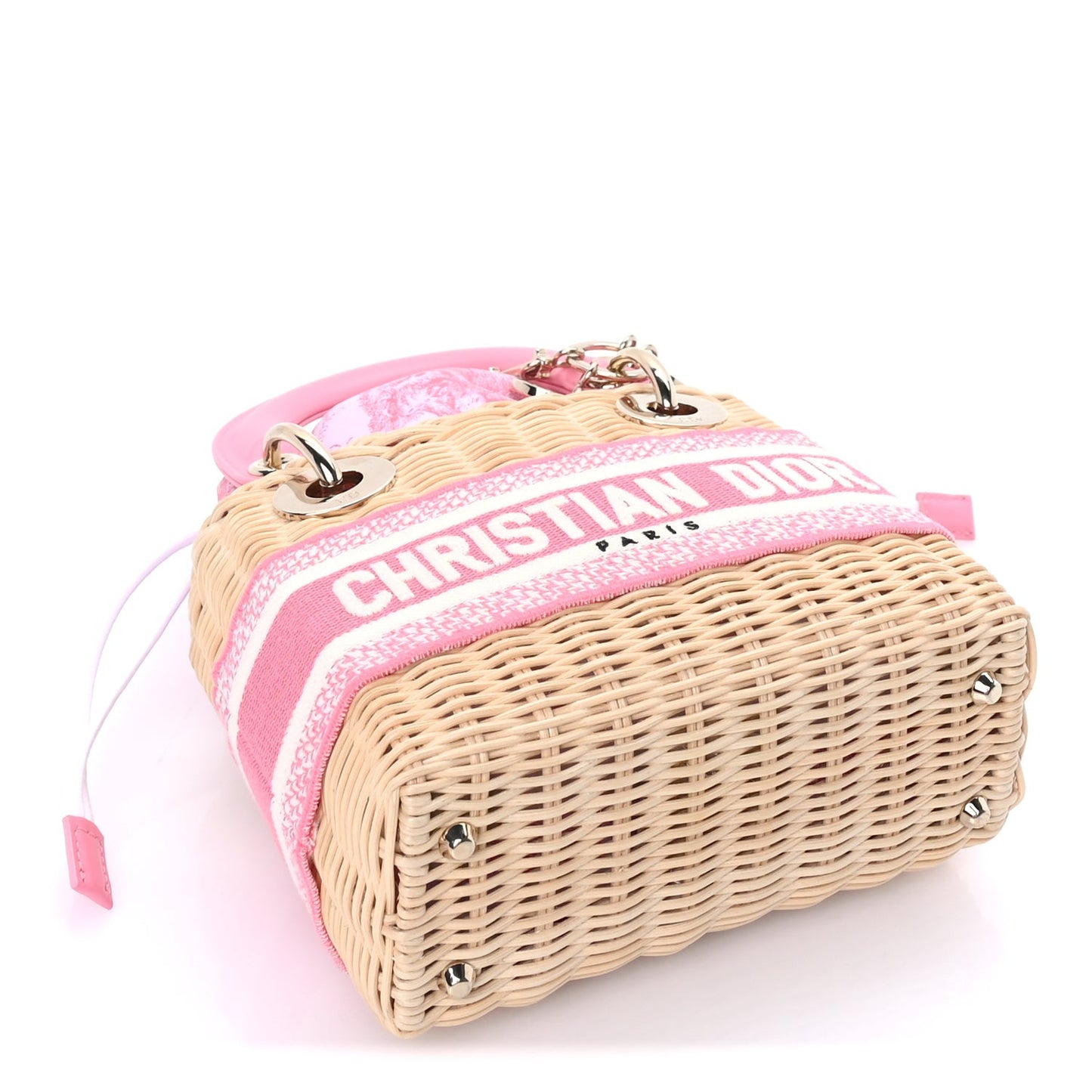 Wicker Oblique Mini Lady Dior Bag Pink