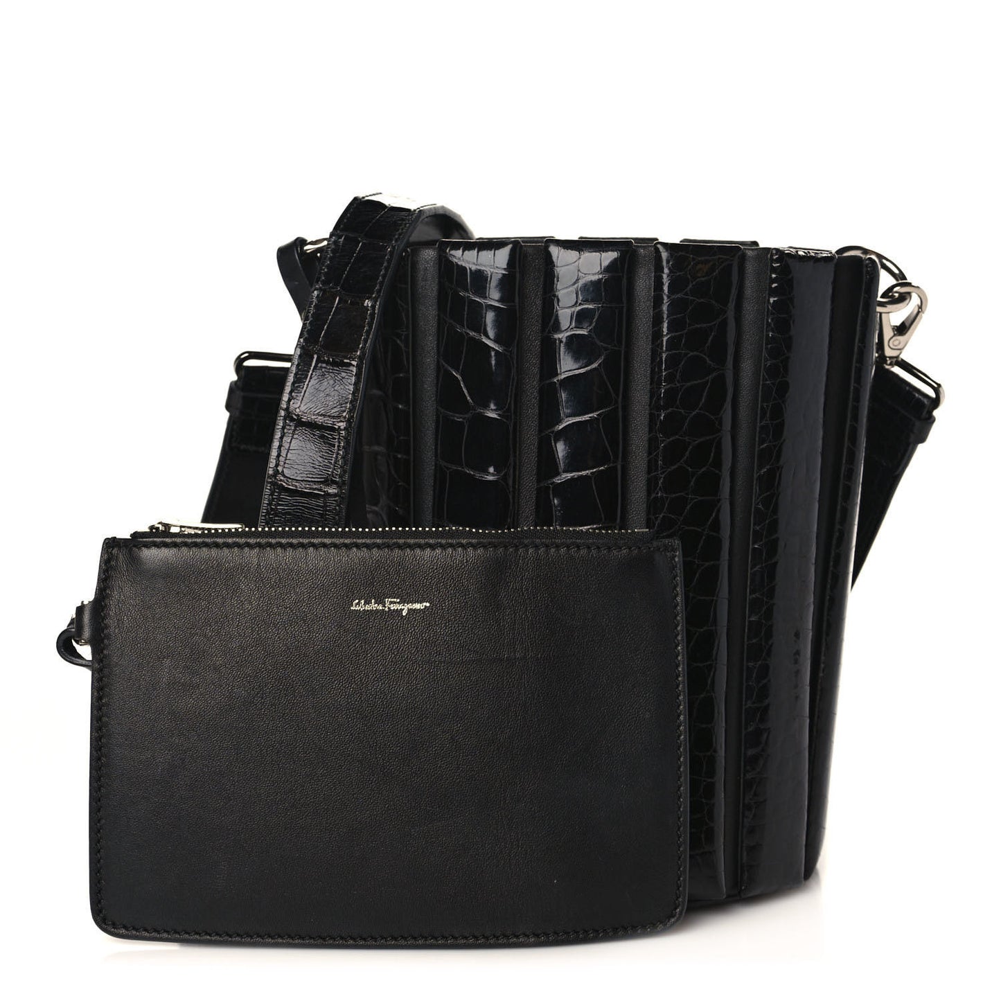 Alligator Bucket Bag Black