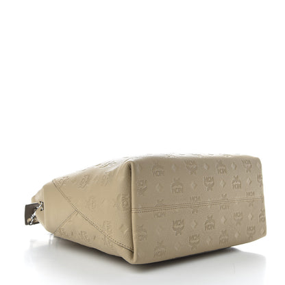 MCM Calfskin Ottomar Monogram Medium Klara Hobo New Beige 4 of 10