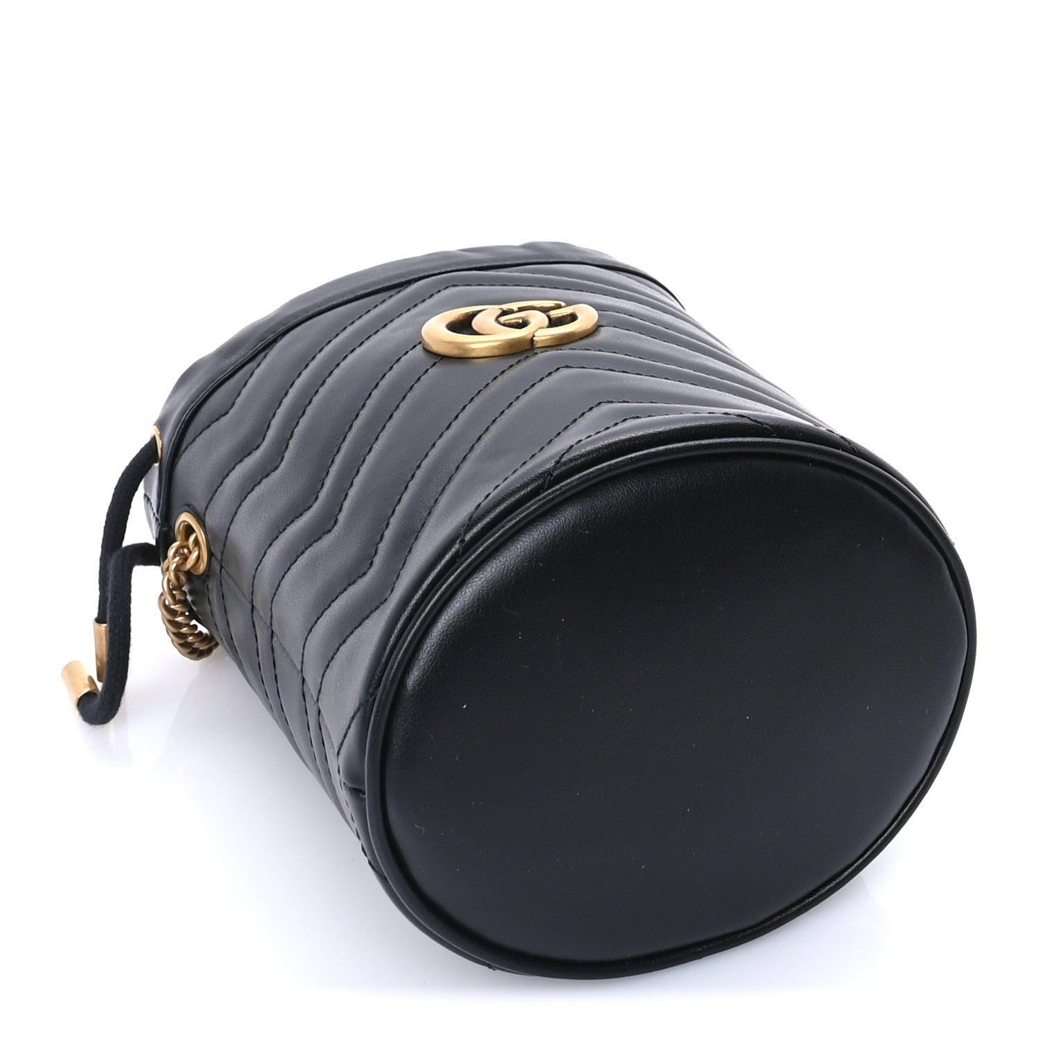 Gucci Calfskin Matelasse Mini GG Marmont 2.0 Bucket Bag  Black 3 of 7