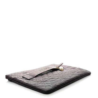 Chanel Iridescent Caviar Large Night by the C Pouch Clutch Black 4 of 9