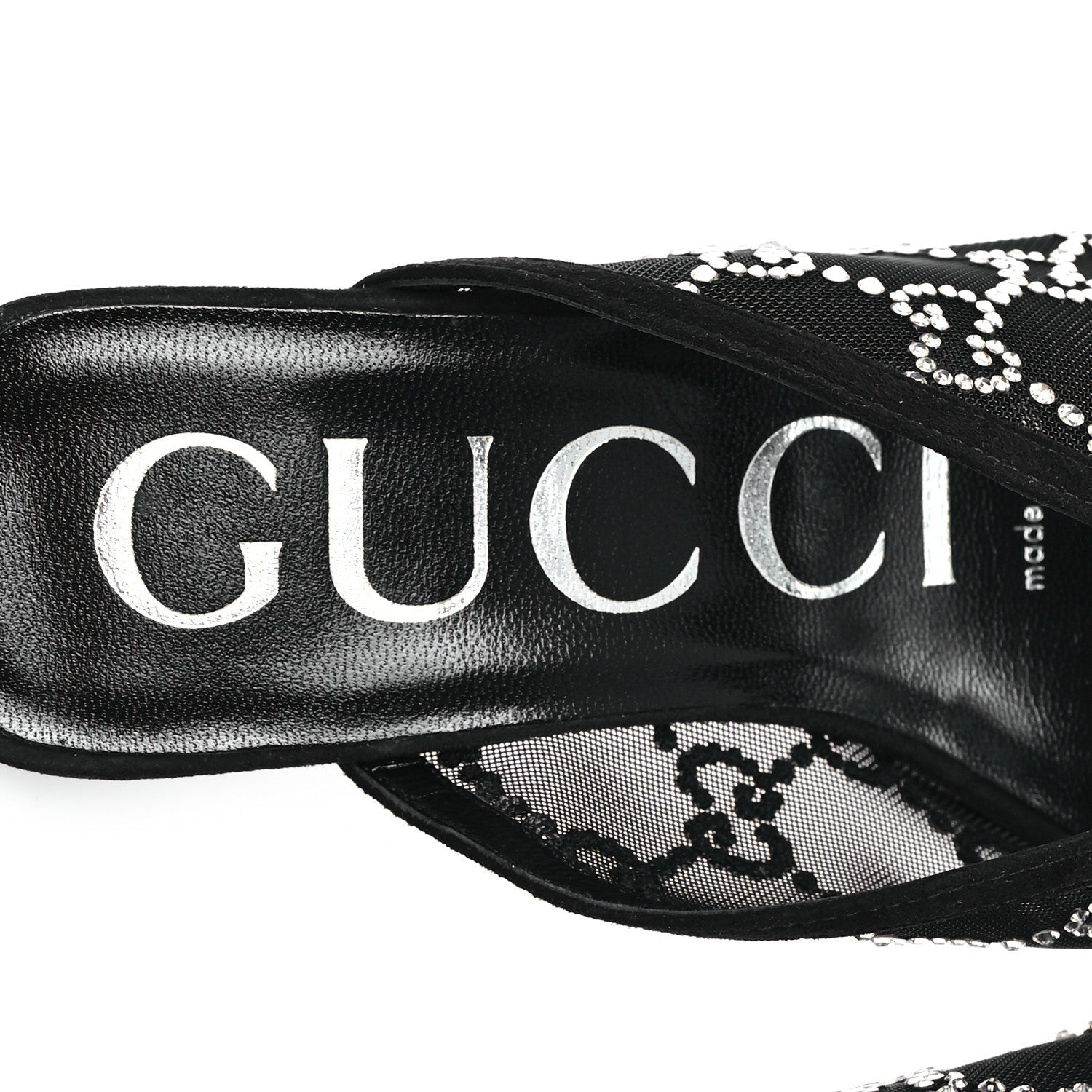 Gucci Tela Retino Kid Scamosciato Crystal GG Monogram Square G Black 6 of 7