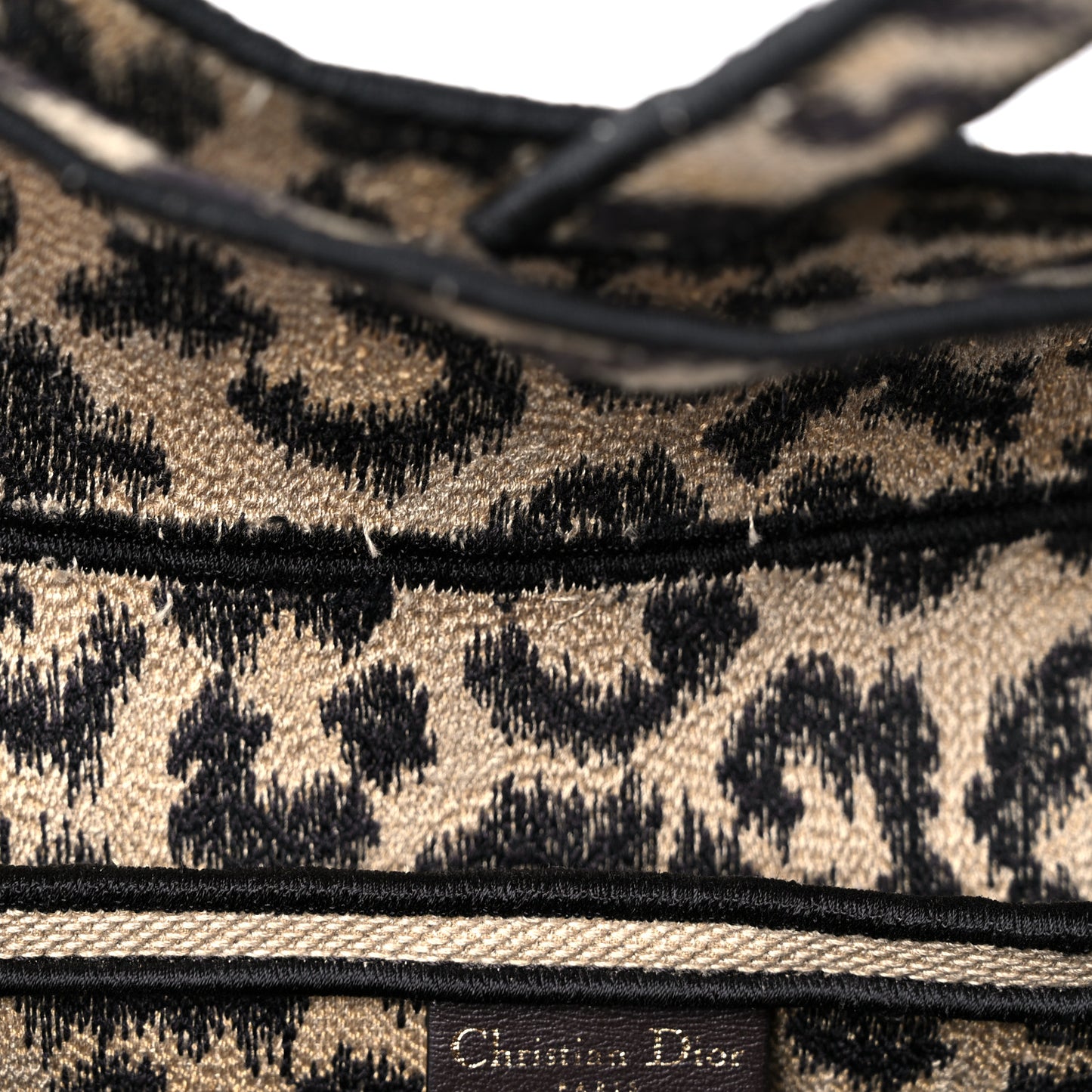 Canvas Mizza Embroidered Saddle Bag Beige Multicolor