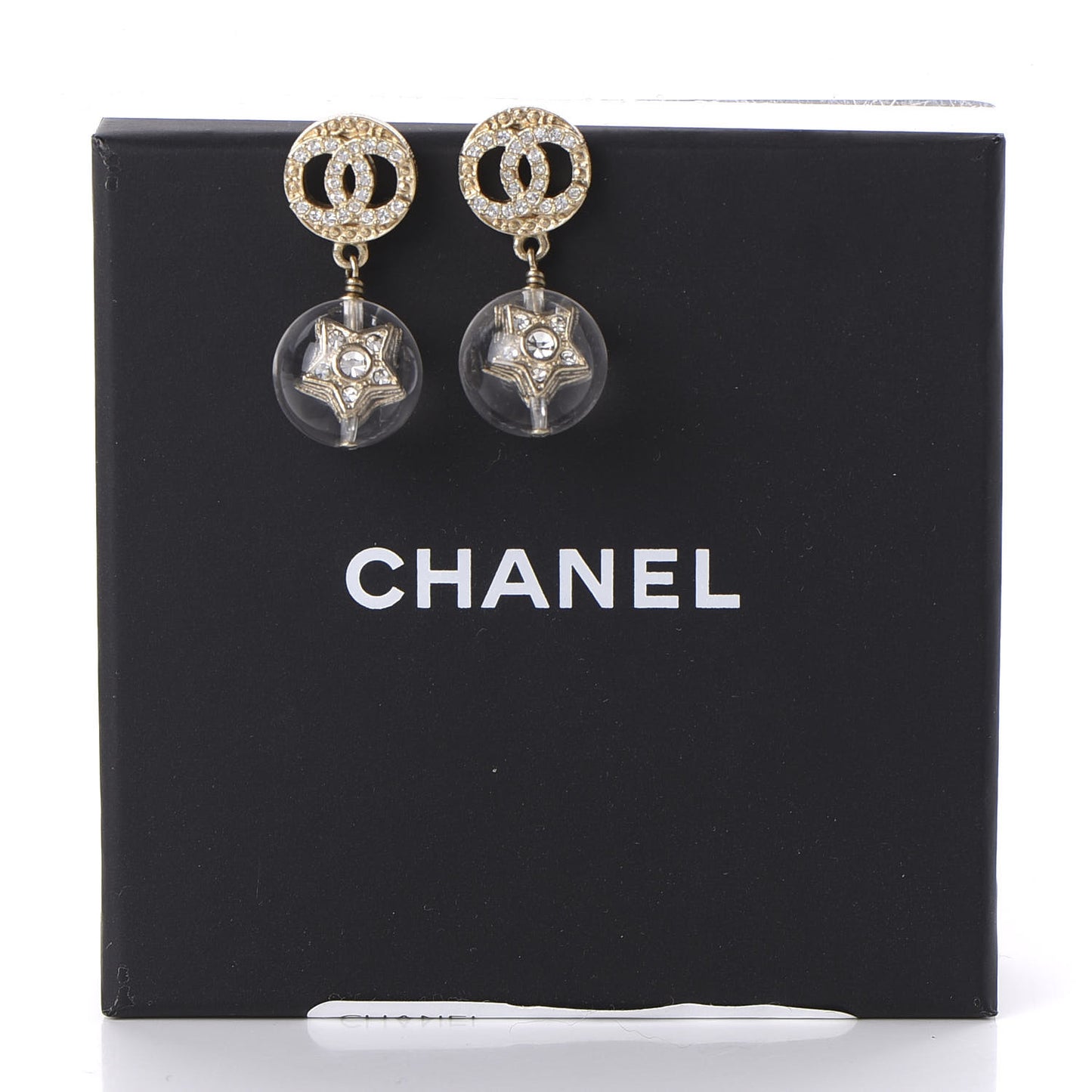 Resin Crystal CC Star Earrings Gold
