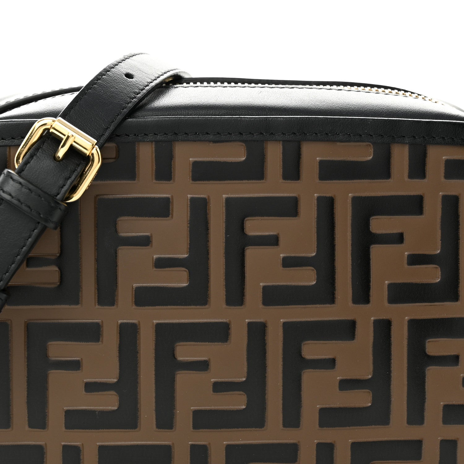 Fendi Vitello Century Bi-Color FF 1974 Embossed Mini Camera Case Maya Black 8 of 10