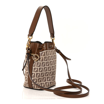 Fendi FENDI Zucchino Mini Mon Tresor Bucket Bag Beige Brown 2 of 8