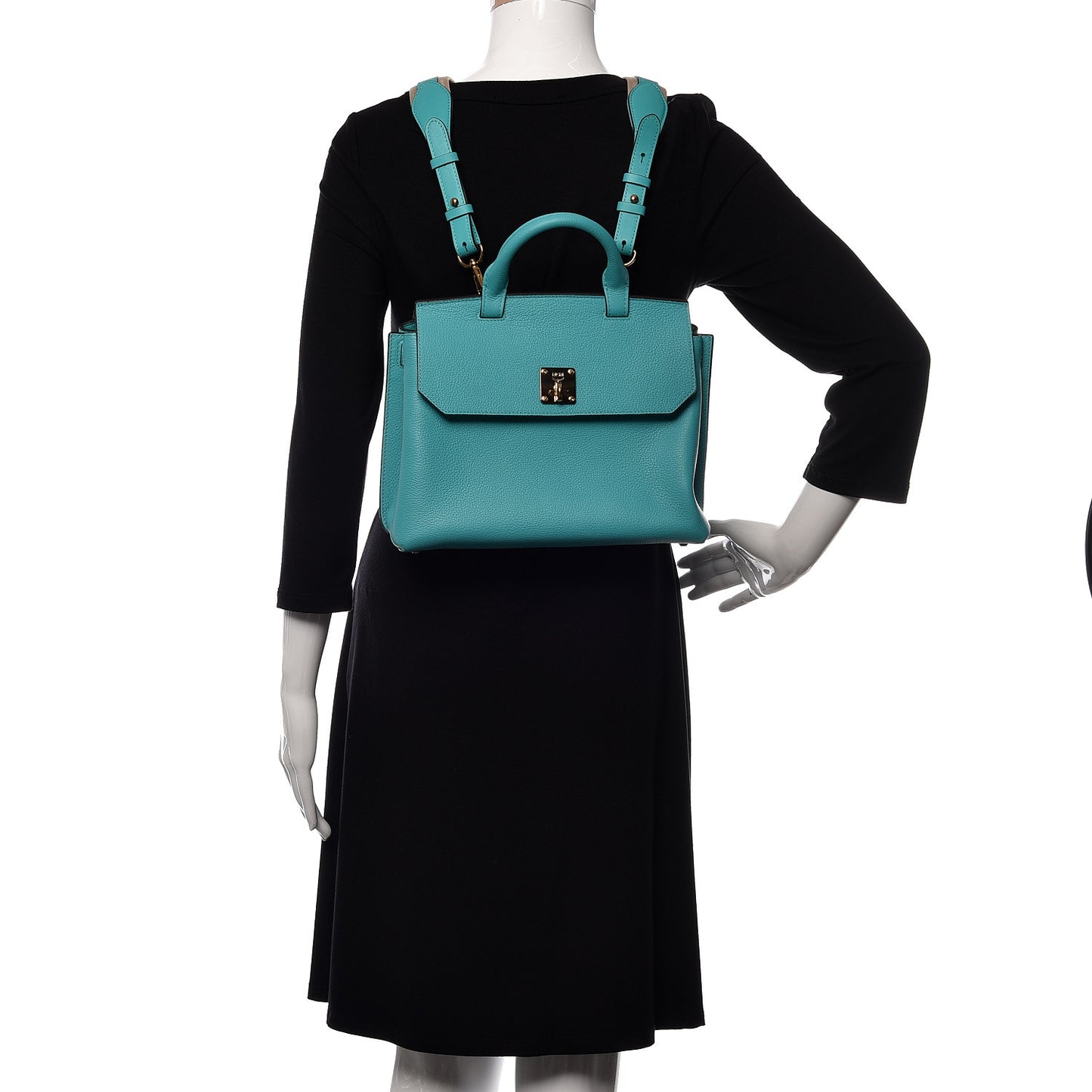 Grained Calfskin Medium Milla Convertible Backpack Oasis Green