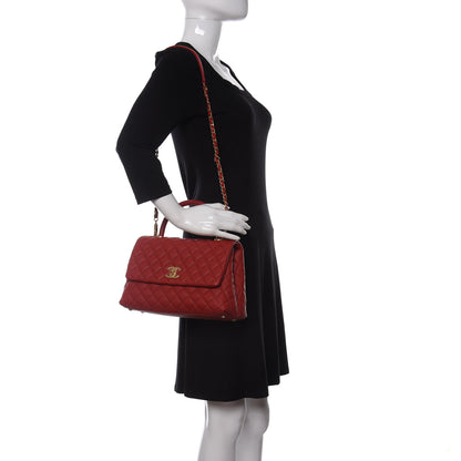 Chanel Caviar Quilted Small Coco Handle Flap Red 2 of 11