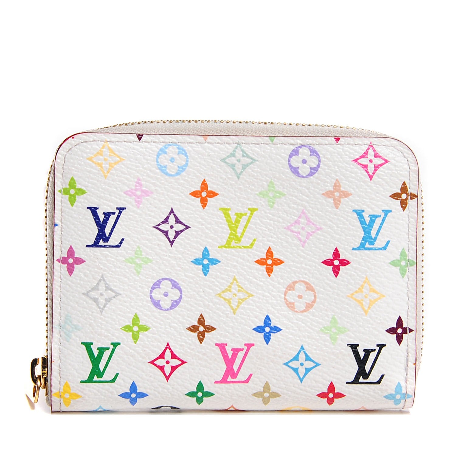 Louis Vuitton Monogram Multicolor Zippy Coin Purse Wallet White Litchi 1 of 8