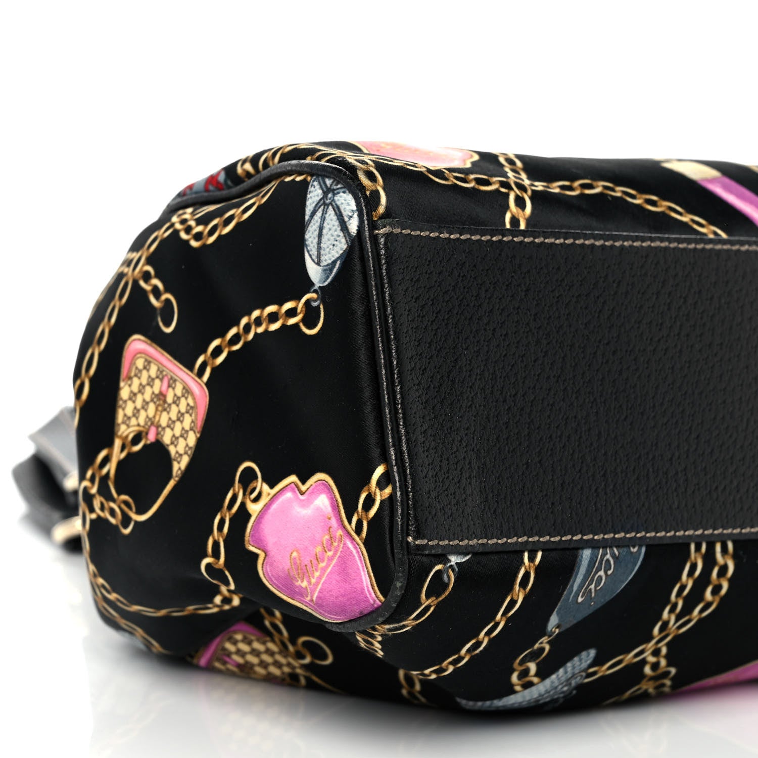 Gucci Satin Medium Charmy Shoulder Bag Black Multicolor 7 of 8