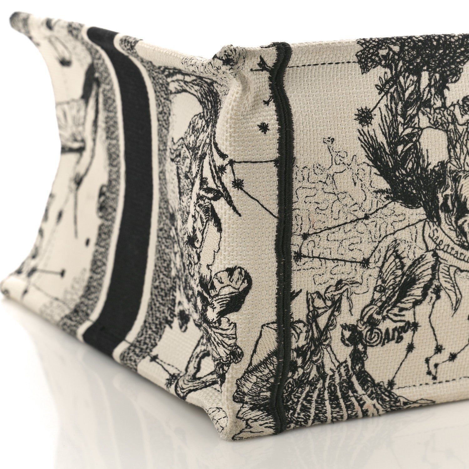 Christian Dior Canvas Embroidered Small Zodiac Toile De Jouy Book Tote Latte 7 of 10