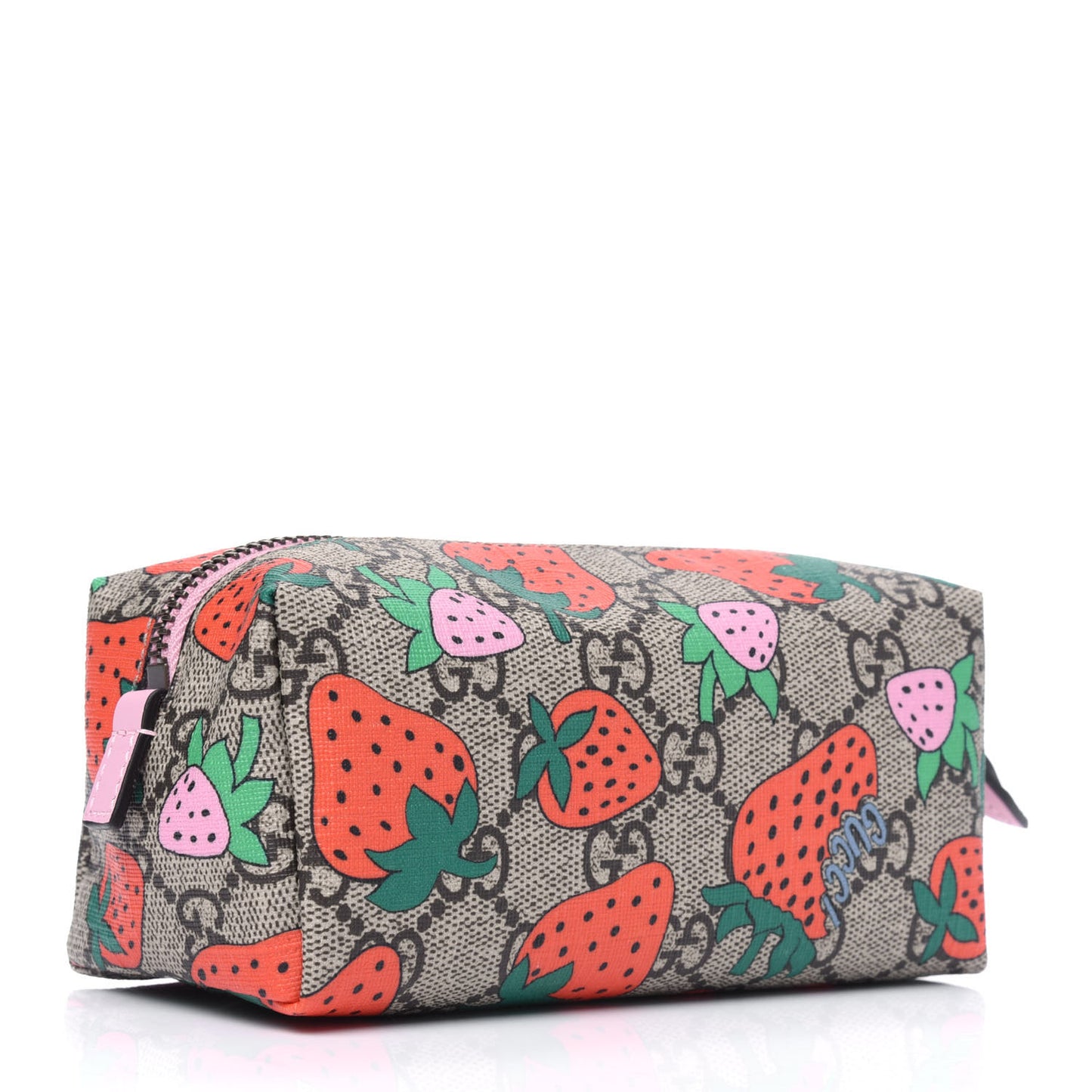 GG Supreme Monogram Strawberry Cosmetic Case