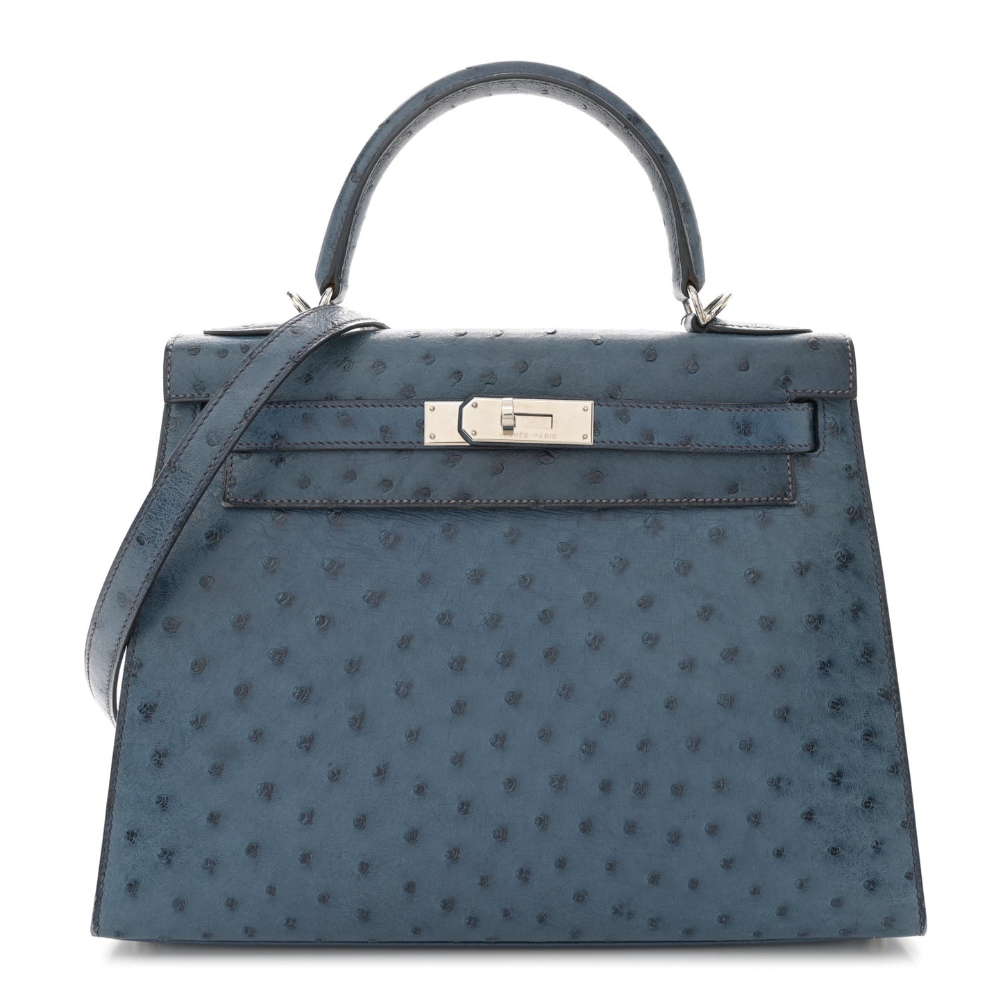 Ostrich Kelly Sellier 28 Bleu Roi