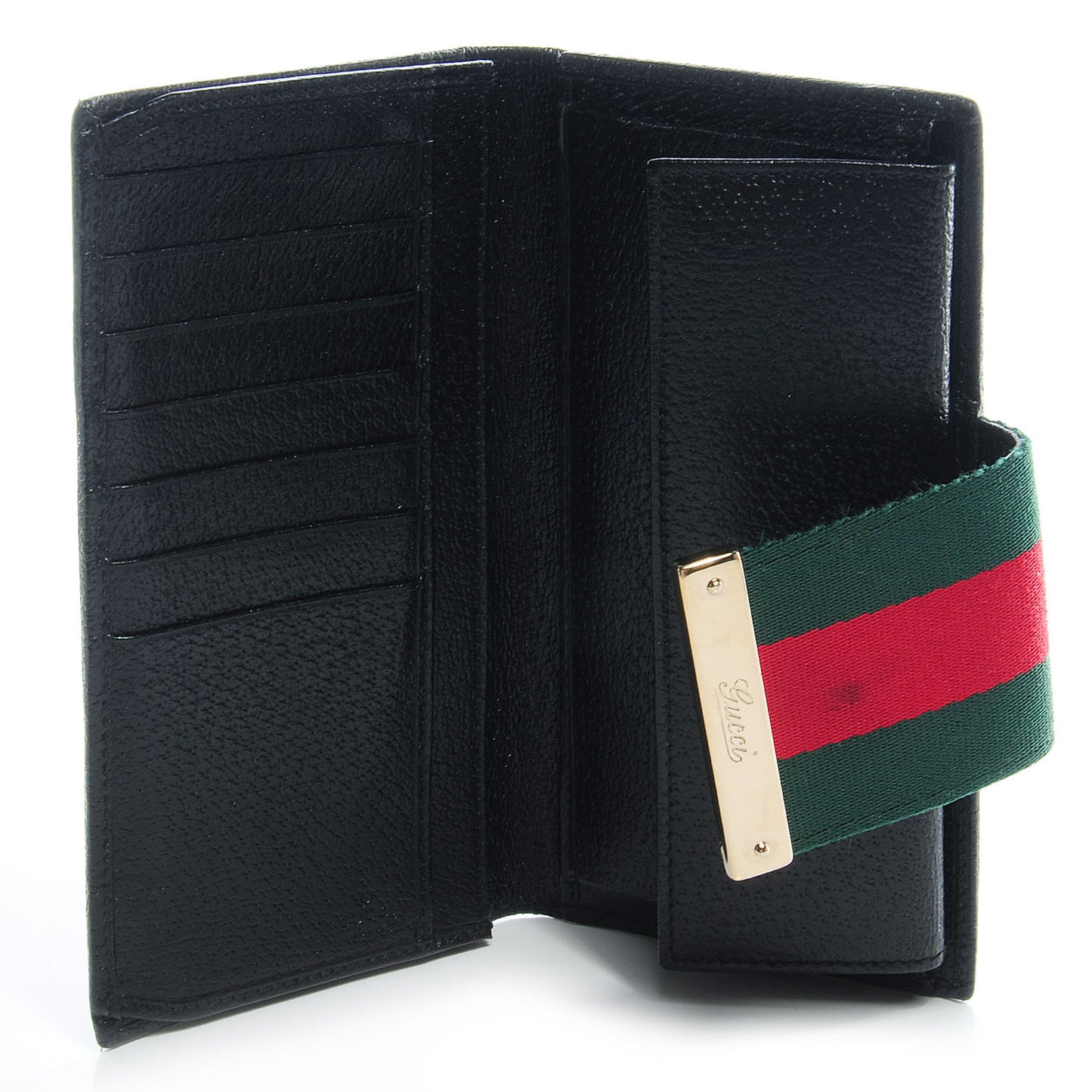 Monogram Calfskin Ladies Web Long Wallet Black