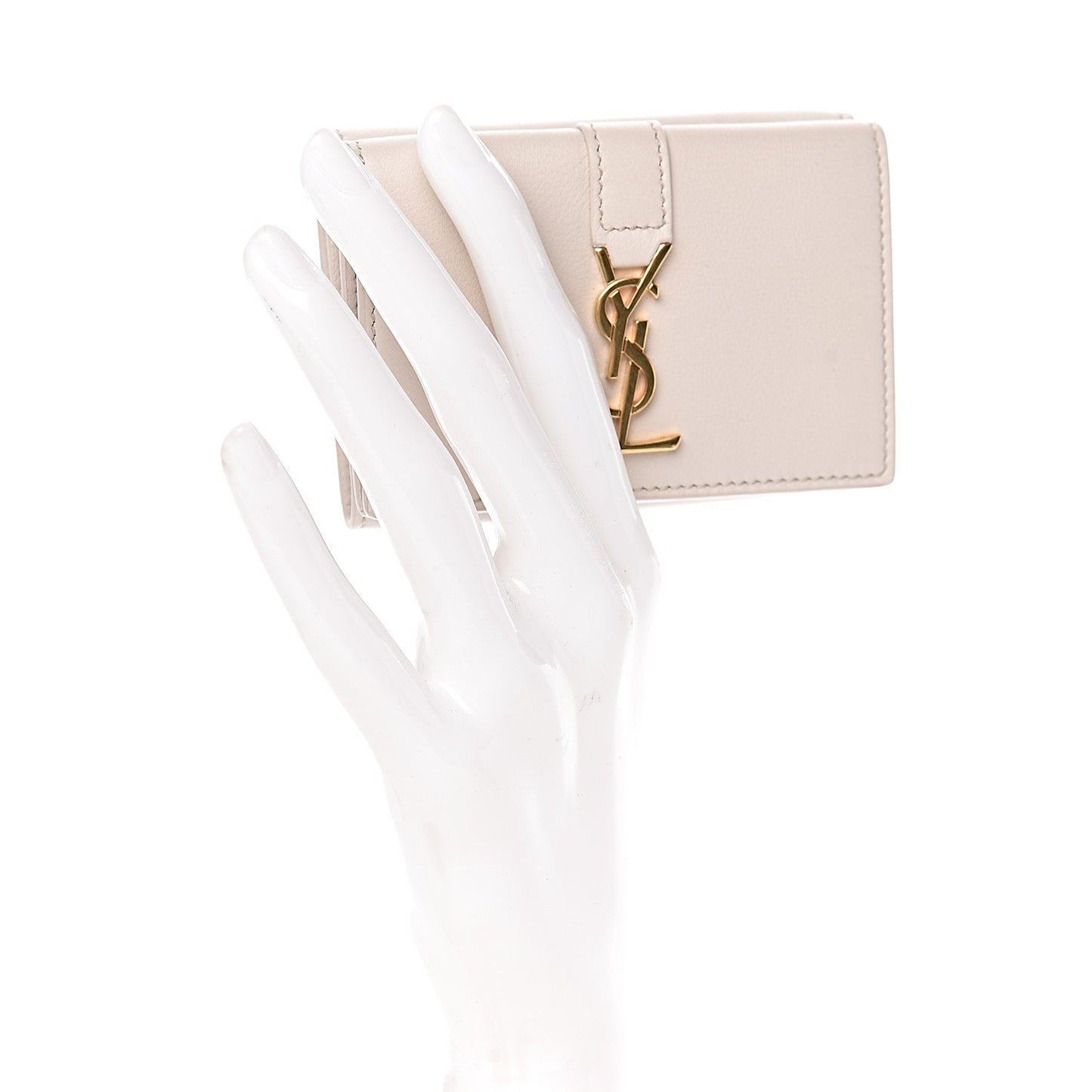 Smooth Calfskin Monogram Tiny Line Wallet White