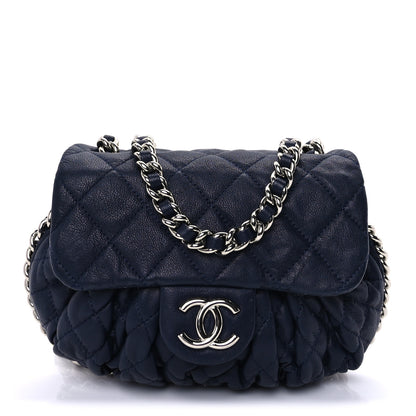Chanel Washed Lambskin Quilted Mini Chain Around Flap Navy Blue 1 of 9