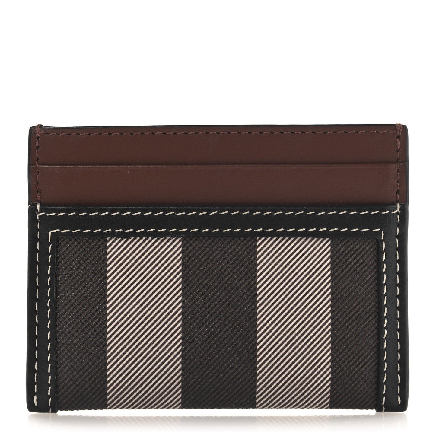 E-Canvas Calfskin Sandon Check Card Case Dark Birch