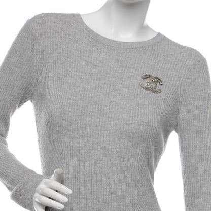 Chanel Baguette Crystal CC Brooch Silver 2 of 4