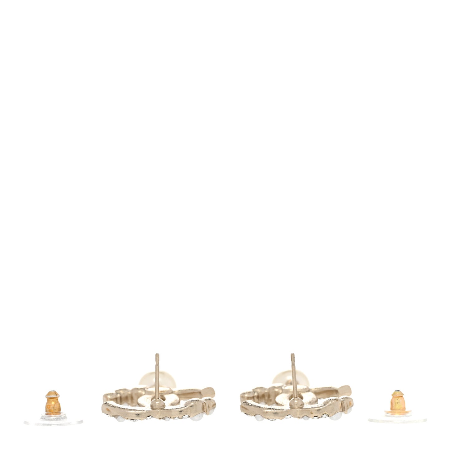 Crystal Pearl CC Drop Earrings Gold Pearly White