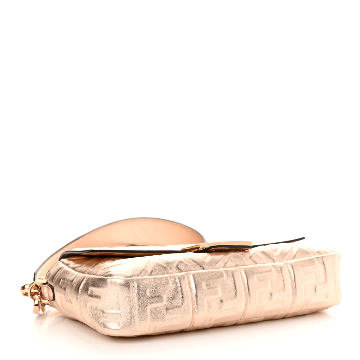 Fendi Vitello Laminato FF 1974 Embossed Baguette Rame 4 of 9