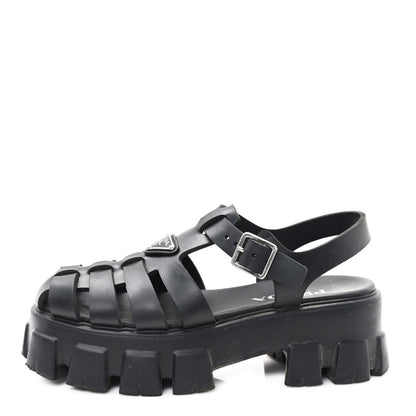 Prada Foam Rubber Triangle Logo Monolith 55mm Cage Sandals 39 Black 1 of 7