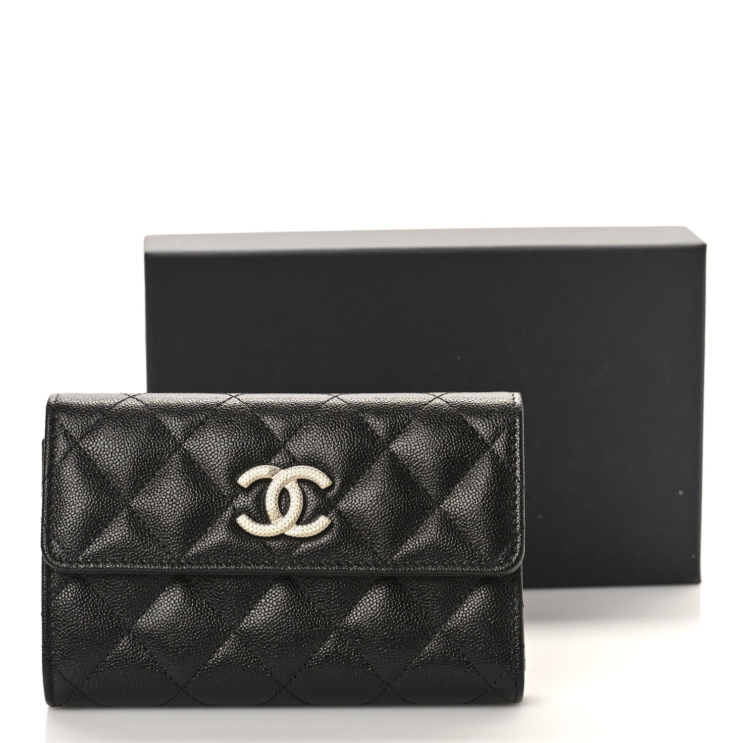 Chanel Caviar Quilted Studded CC Medium Flap Wallet Black 10 of 10