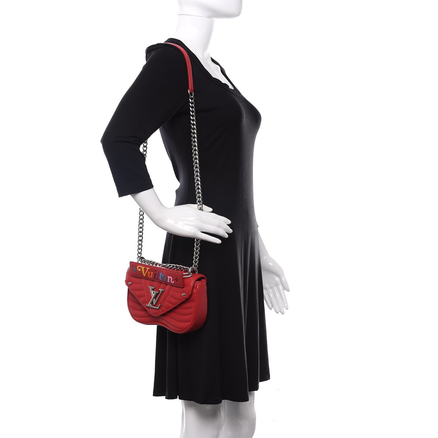 Louis Vuitton Calfskin New Wave Chain PM Scarlet 2 of 10