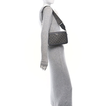 Gucci GG Supreme Monogram Textured Dollar Calfskin Small Ophidia Top Handle Shoulder Grey Black Graphite Grey 2 of 7