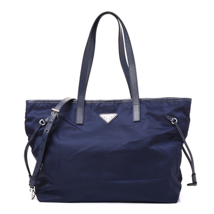 Prada Saffiano Nylon Vela Tote Black Royal 1 of 8