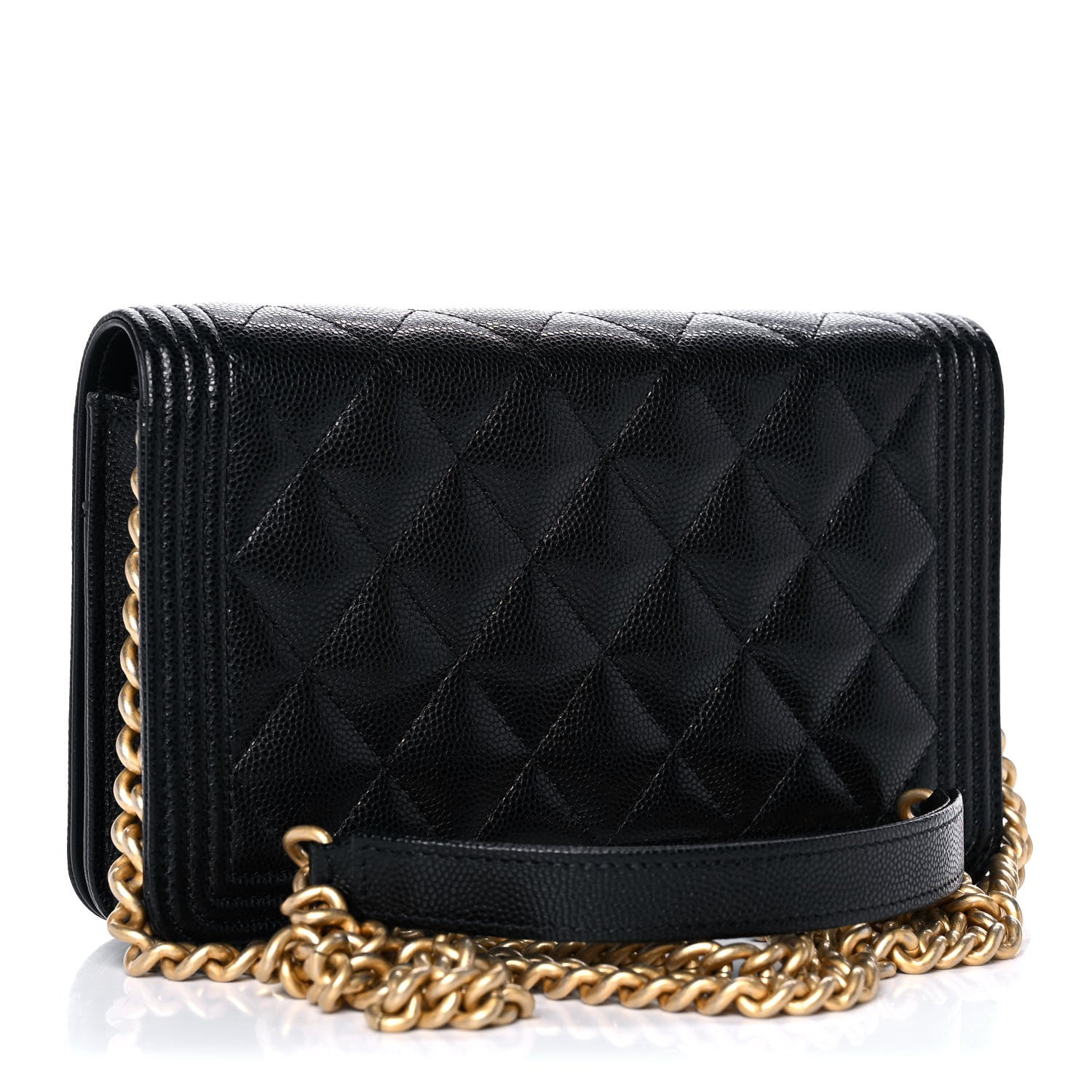 Chanel Caviar Quilted Boy Wallet On Chain WOC Black 3 of 12