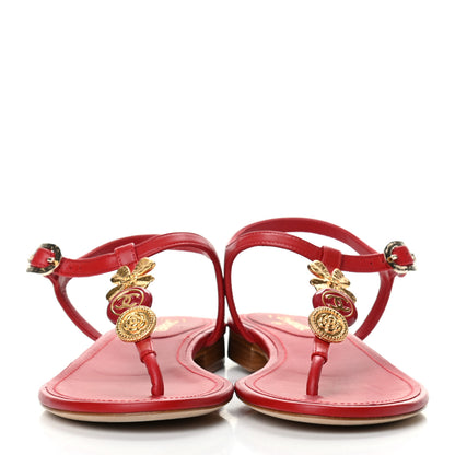 Chanel Lambskin Charm Thong Sandals 36 Red 2 of 8