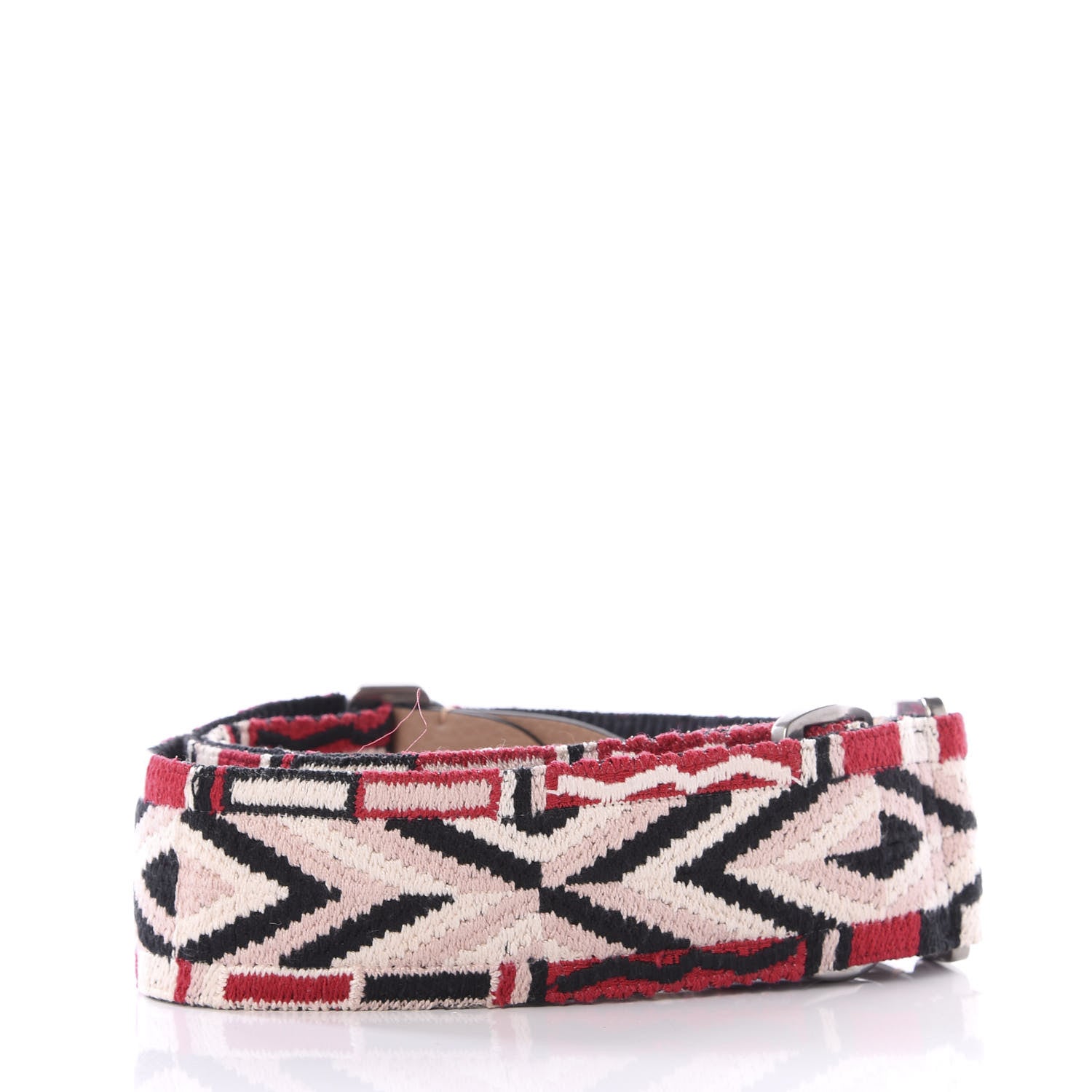 Valentino Garavani Canvas Geometric Embroidered Rockstud Guitar Strap Soft Noisette Multicolor 2 of 3