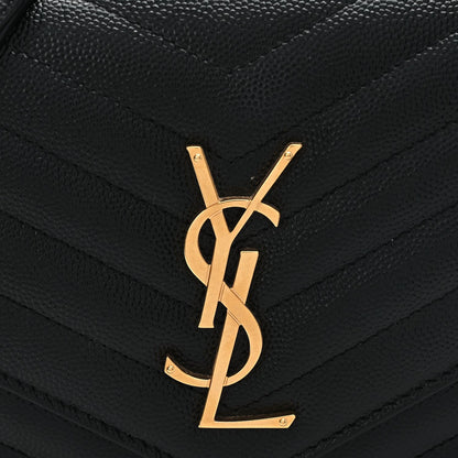 Saint Laurent Grain De Poudre Matelasse Chevron Monogram Chain Wallet Black 6 of 8