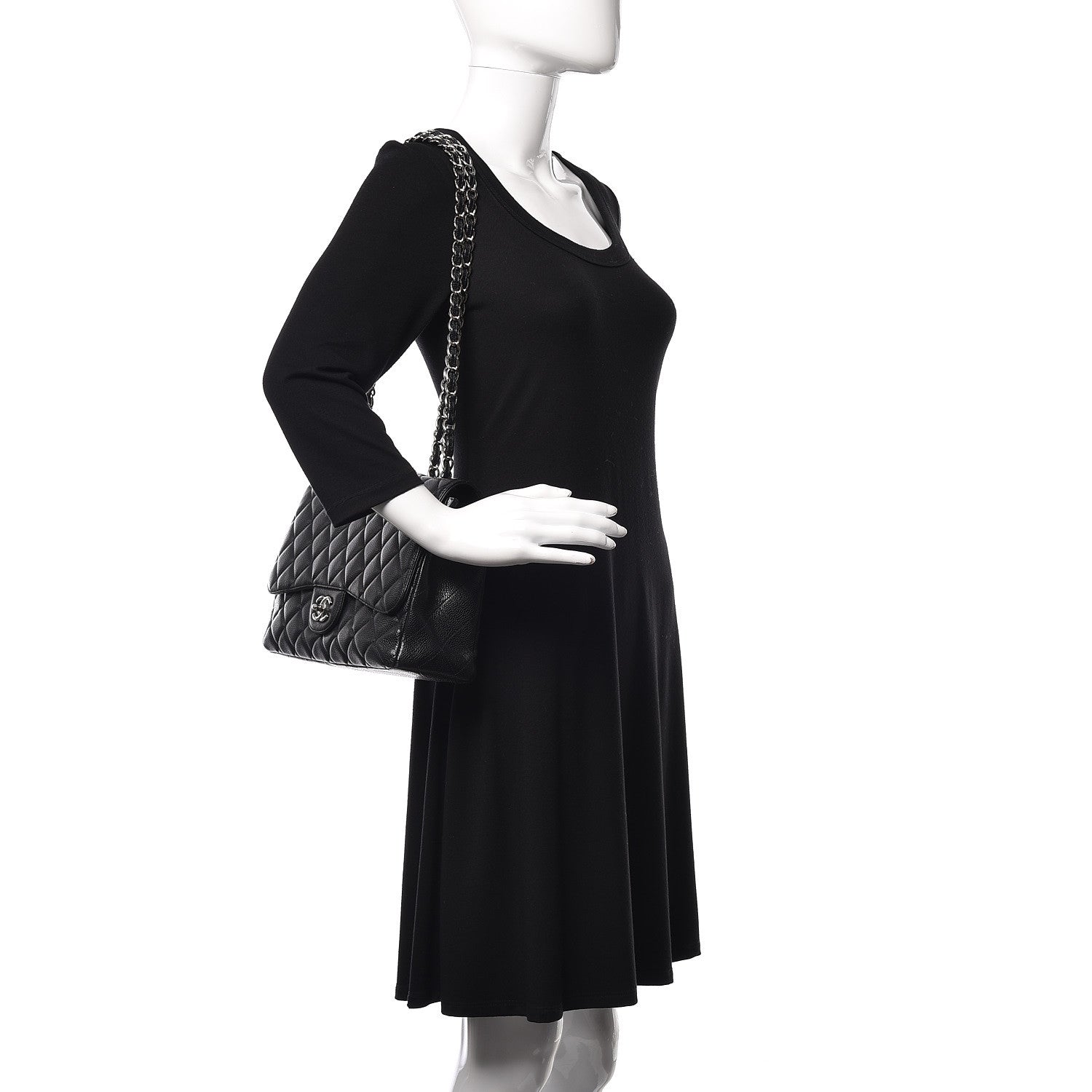 Chanel Caviar Quilted Jumbo Single Flap Black 2 of 13