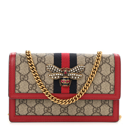 Gucci GG Supreme Monogram Web Queen Margaret Chain Wallet Red 1 of 9