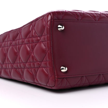 Christian Dior Lambskin Cannage Large Lady Dior Burgundy 8 of 10