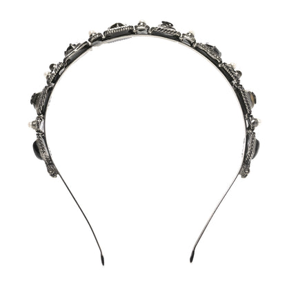 Chanel Ruthenium Pearl Beaded CC Headband 1 of 4