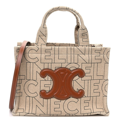 Celine Canvas Calfskin All Over Print Small Cabas Thais Natural Tan 1 of 7