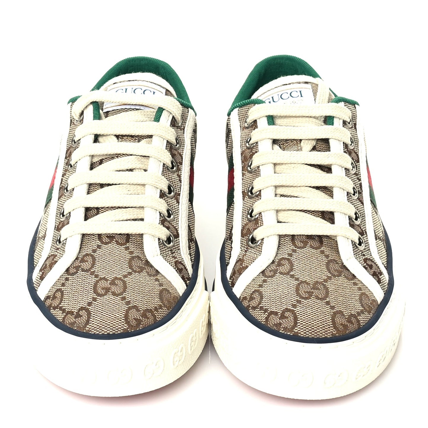 GG Monogram Web Womens 1977 Tennis Sneakers 36  Beige Ebony Mystic White