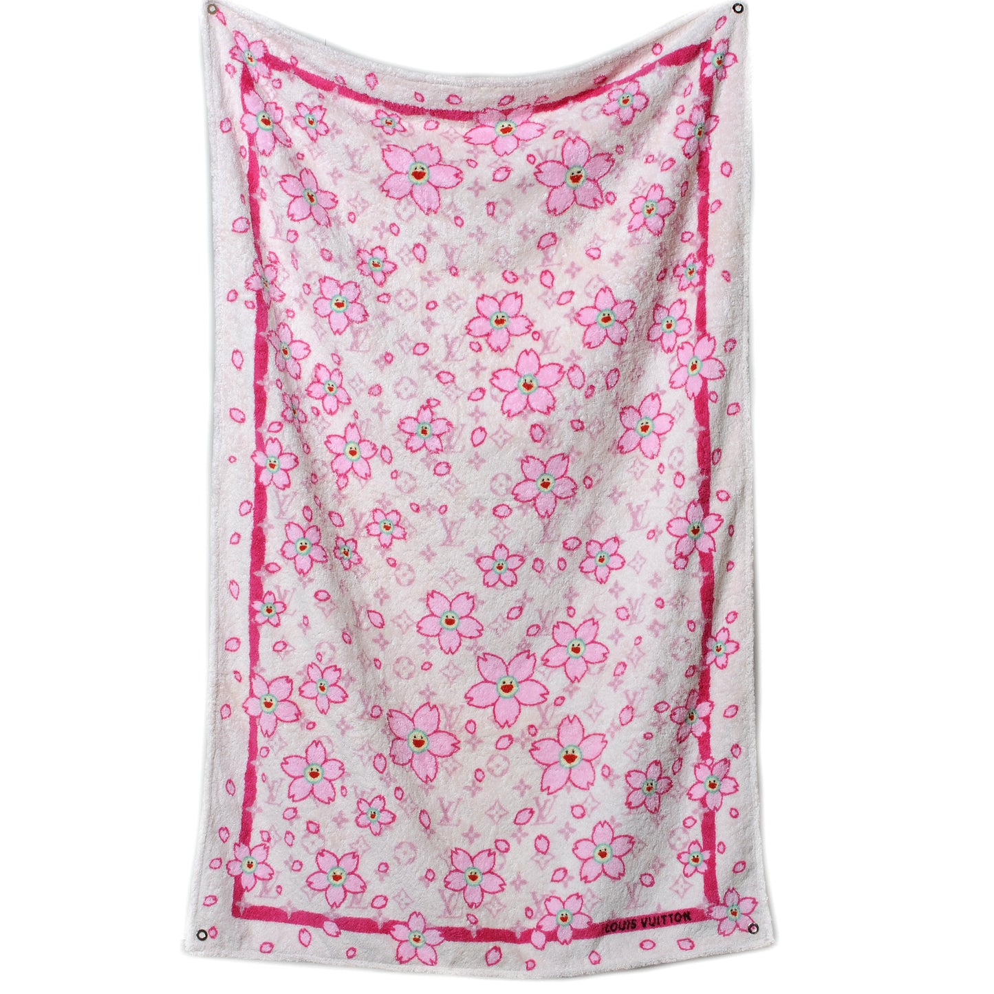 Cotton Monogram Cherry Blossom Towel Pink