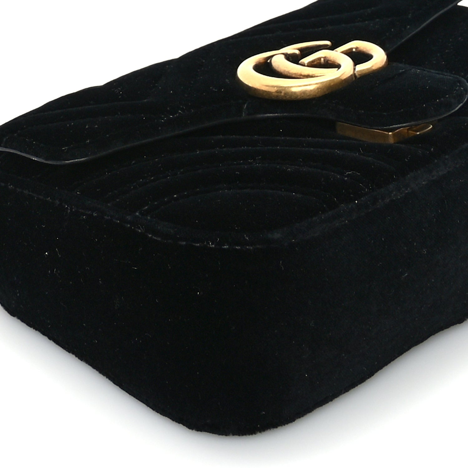 Gucci Velvet Matelasse Mini GG Marmont Shoulder Bag  Black 8 of 9