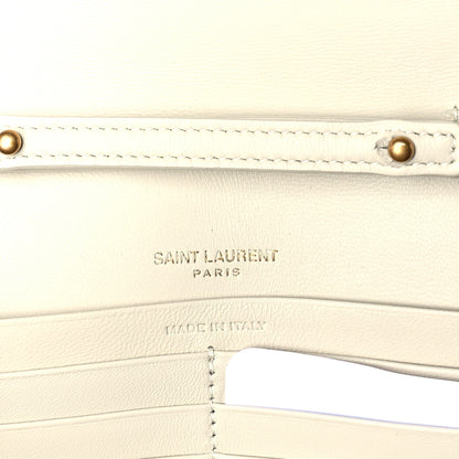 Saint Laurent Lambskin Carre Quilted Le Maillon Wallet On Chain Crema Soft 5 of 8