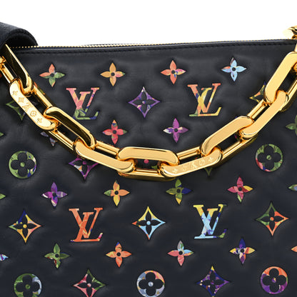 Louis Vuitton Lambskin Embossed Monogram LV Garden Coussin MM Navy Blue 7 of 10